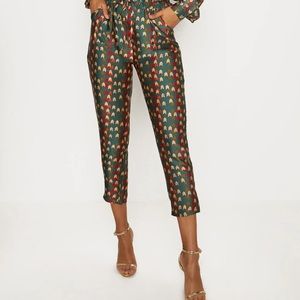 PLT Green Chevron Print Cigarette Pants